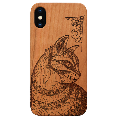 Cat Mandala 2 Wood Engraved Phone Case