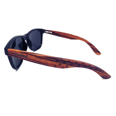 Eco Friendly Handcrafted Zebrawood Sunglasses, Stars and Bars