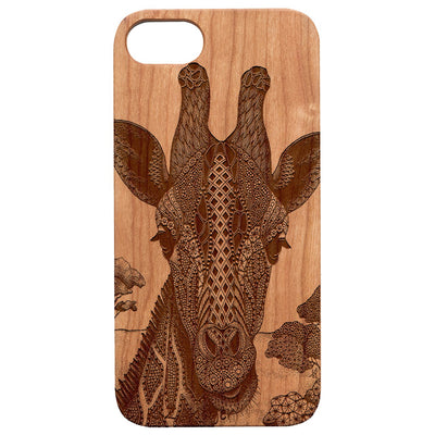 Giraffe Mandala Wood Engraved Phone case