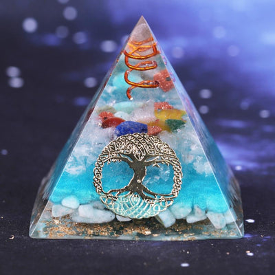 7 Chakra Crystal Orgone Pyramid Tree Of Life Amazonite Resin Jewelry